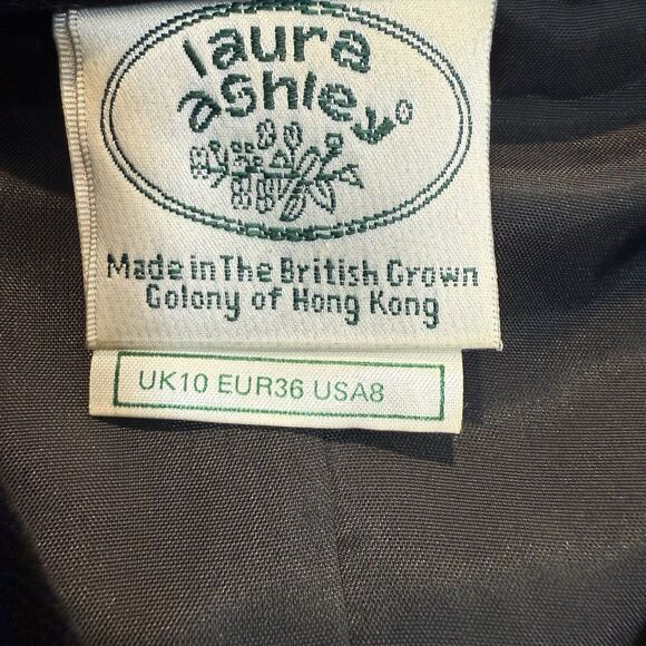 VTG Laura Ashley Dress 80s 90s Black Velvet Beaded Long Sleeve Midi 8 - Picture 4 of 13